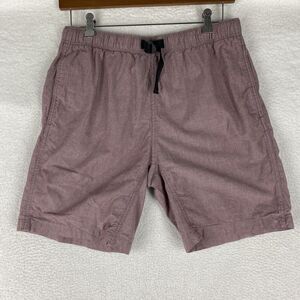 Eddie Bauer‎ Shorts Mens Large 33 Red Belted Flat Front 8" Chino Cotton Preppy